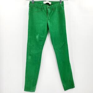 Abercrombie & Fitch Bright Green Cotton Blend Textured Skinny Jeans Women’s Sz 0